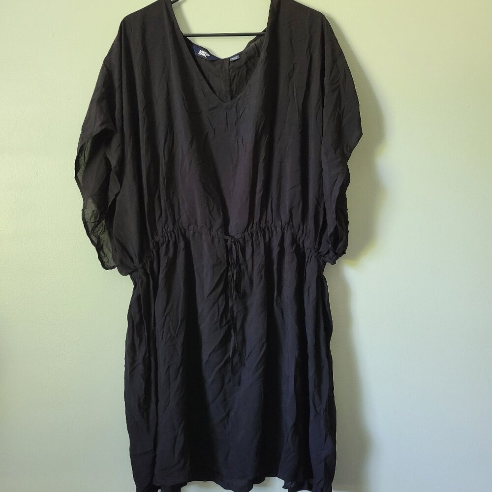 Land's End Swim Cover Up Women's XL Black Swim Lightweight Sheer Cinched NWOT